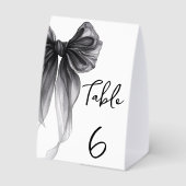 Plaque De Table Stylish Black Bow Wedding Bridal Shower Number (Verso)