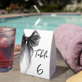 Plaque De Table Stylish Black Bow Wedding Bridal Shower Number (InVersositu (sur table))