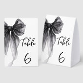 Plaque De Table Stylish Black Bow Wedding Bridal Shower Number (Recto/verso)