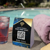 Plaque De Table Stylish Blue QR Code Wifi Network Password (InVersositu (sur table))