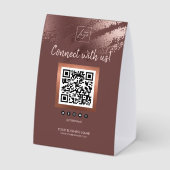 Plaque De Table Stylish Bronze Business QR Code Social Media (Verso)