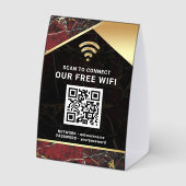 Plaque De Table Stylish Burgundy QR Code Wifi Network Password (Verso)