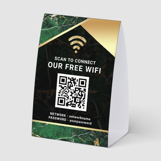 Plaque De Table Stylish Green QR Code Wifi Network Password (Verso)