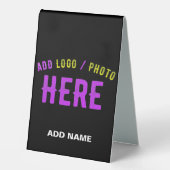 PLAQUE DE TABLE STYLISH MODERN CUSTOMIZABLE BLACK VERIFIED BRANDED (Recto)