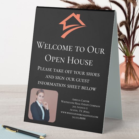 Plaque De Table Stylish Unique Black Real Estate Agent (En SItu (Tableau))