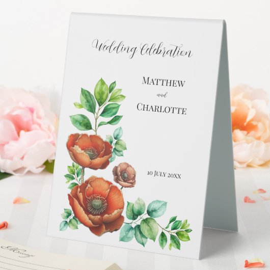 Plaque De Table Sublime Aquarelle Coquelicots Rouges dans un Style (In SItu (Mariage))