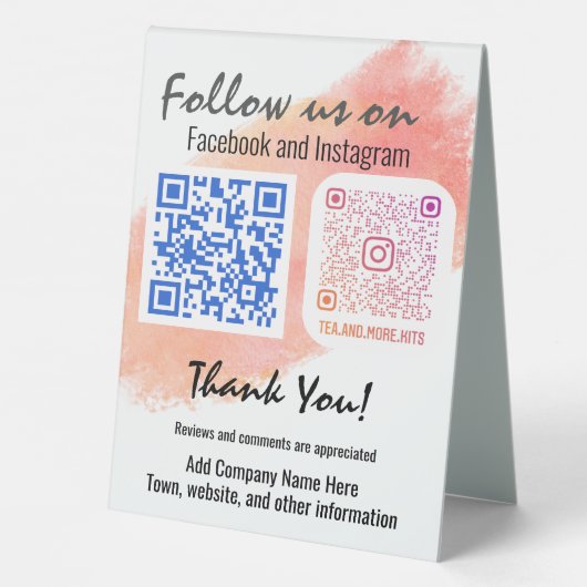 Plaque De Table Suivez-nous sur les médias sociaux (Verso)