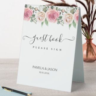 Plaque De Table Summer Garden Watercolor Floral Mariage livre d'or