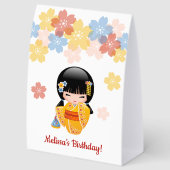 Plaque De Table Summer Kokeshi Doll Yellow Kimono Geisha (Arrière)