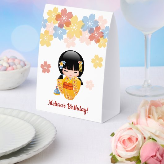 Plaque De Table Summer Kokeshi Doll Yellow Kimono Geisha (Insitu (mariage))