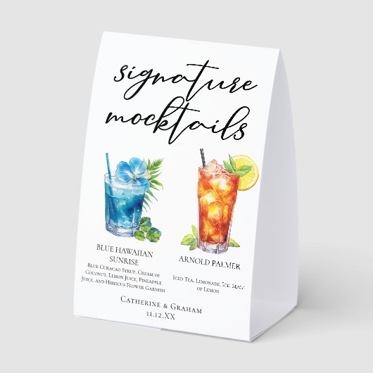 Plaque De Table Summer Mocktails Blue Hawaiian Arnold Palmer (Verso)