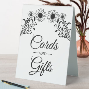 Plaque De Table Sunflower Black Blanc Floral Cartes Cadeaux Mariag