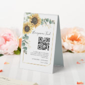 Plaque De Table Sunflower Floral Eucalyptus Honeymoon Fund Code QR (In SItu (Mariage))