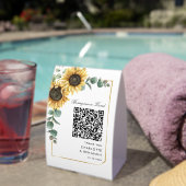 Plaque De Table Sunflower Floral Honeymoon Fund QR Code Wedding (InVersositu (sur table))
