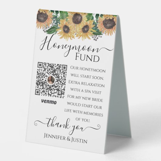 Plaque De Table Sunflower Idées Mariage Réception Venmo Code Table (Recto)
