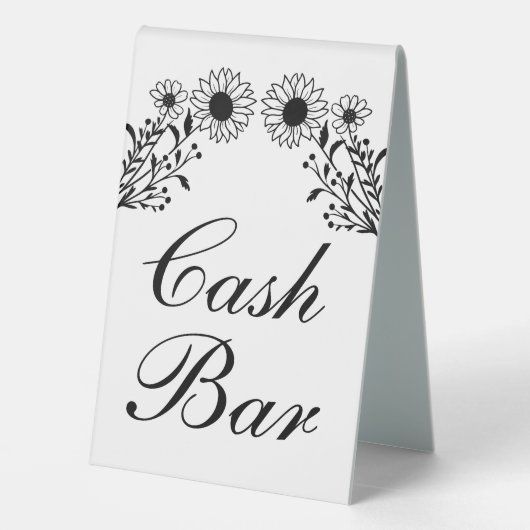 Plaque De Table Sunflower Mariage Cash Bar Rustique Fleur sauvage (Verso)