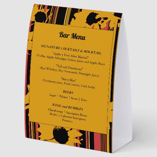 Plaque De Table Sunflower Summer Gold Red Wedding Bar Menu (Arrière)