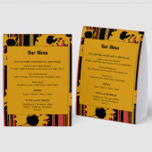 Plaque De Table Sunflower Summer Gold Red Wedding Bar Menu (Recto/Verso)