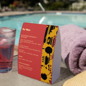 Plaque De Table Sunflower Summer Gold Red Wedding Bar Menu (Insitu (sur table))