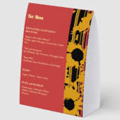 Plaque De Table Sunflower Summer Gold Red Wedding Bar Menu (Recto)