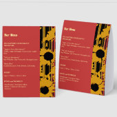 Plaque De Table Sunflower Summer Gold Red Wedding Bar Menu (Recto/Verso)
