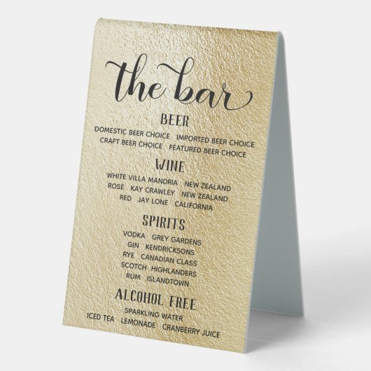 Plaque De Table Swash Font Calligraphie Gold Bar Menu Panneau debo (Verso)