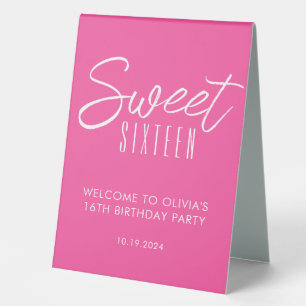 Plaque De Table Sweet sixteen moderne rose 16e anniversaire bienve