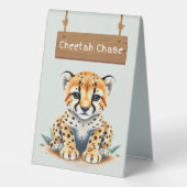 Plaque De Table Symbole animé Cheetah Chase Jungle Safari (Verso)