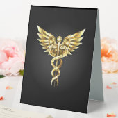 Plaque De Table Symbole caducee polygonale en or (In SItu (Mariage))