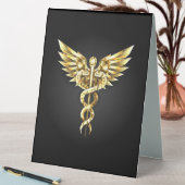 Plaque De Table Symbole caducee polygonale en or (En SItu (Tableau))
