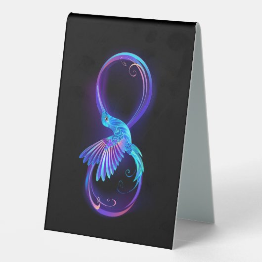 Plaque De Table Symbole de Neon Infinity par Glowing Hummingbird (Verso)