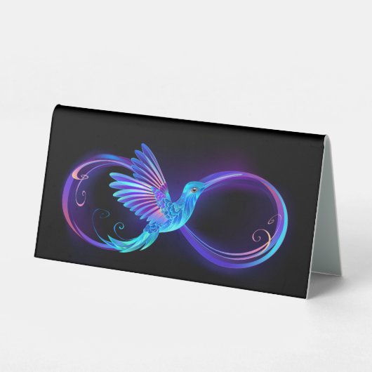 Plaque De Table Symbole de Neon Infinity par Glowing Hummingbird (Verso)