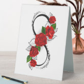 Plaque De Table Symbole d'infini avec des roses rouges (En SItu (Tableau))