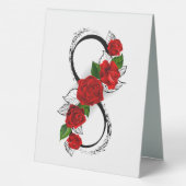 Plaque De Table Symbole d'infini avec des roses rouges (Verso)