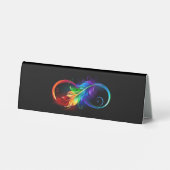 Plaque De Table Symbole d'infini avec plume arc-en-ciel (Verso)