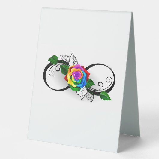 Plaque De Table Symbole d'infini avec rose arc-en-ciel (Recto)