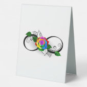 Plaque De Table Symbole d'infini avec rose arc-en-ciel (Verso)