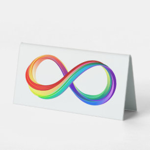 Plaque De Table Symbole d'infinité arc-en-ciel stratifié