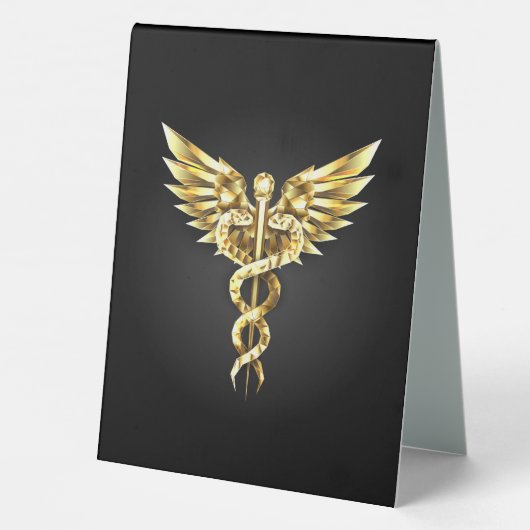 Plaque De Table Symbole Polygonal Or Caduceus (Verso)
