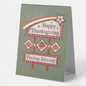 Plaque De Table Symbole rétro du bon thanksgiving béni (Verso)