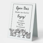 Plaque De Table Sympathique Open Bar Mariage Sign (Recto)