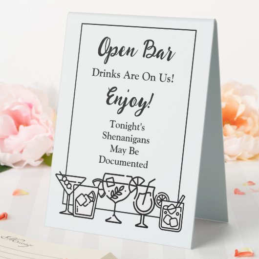 Plaque De Table Sympathique Open Bar Mariage Sign (In SItu (Mariage))
