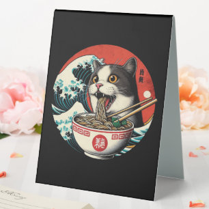 Plaque De Table T-shirt Chat Ramen Art Japonais Style Vintage