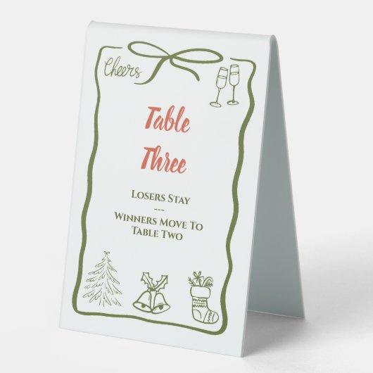 Plaque De Table Table de Noël Trois Bunco (Recto)