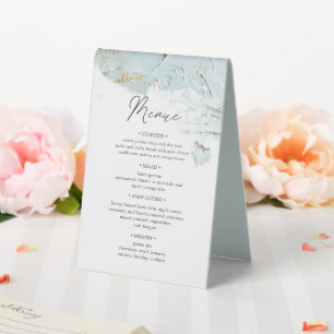 Plaque De Table table d'or bleu texturé numéro et menu mariage