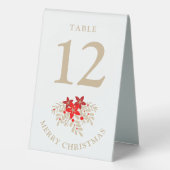 Plaque De Table Table Number Christmas Holly Branches Poinsettias (Verso)