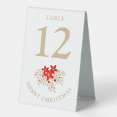 Plaque De Table Table Number Christmas Holly Branches Poinsettias (Recto)