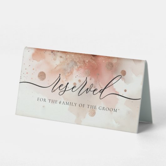 Plaque De Table Table Réservée Rose moderne Mariage d'aquarelle or (Verso)