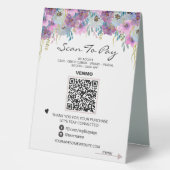 Plaque De Table *~* Table Tente PAY + MENU QR code Tablette FLORAL (Recto)