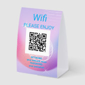 Plaque De Table Table Wi-Fi QR Code Dégradé Rose Violet Moderne Si (Recto)